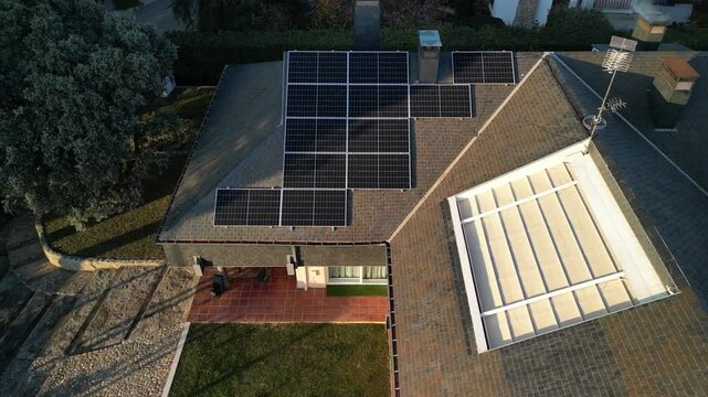 Solar panels being installed on a residential home roof