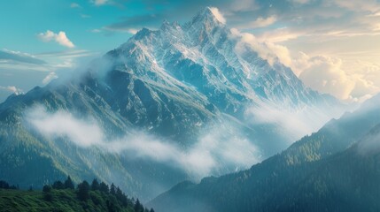 Majestic mountain peaks rise above the clouds nature landscape serene environment panoramic view adventure concept