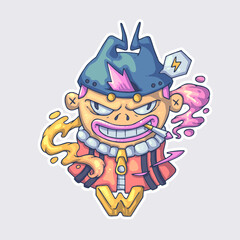 Funny fairy tale crazy guy. Cartoon vector character. Trendy style. Vector illustration.