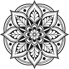 Fototapeta premium Black and white mandala vector for coloring,mandala in bianco e nero vettoriale da colorare