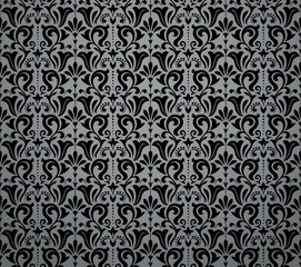 Flower geometric pattern. Seamless vector background. Gray and black ornament