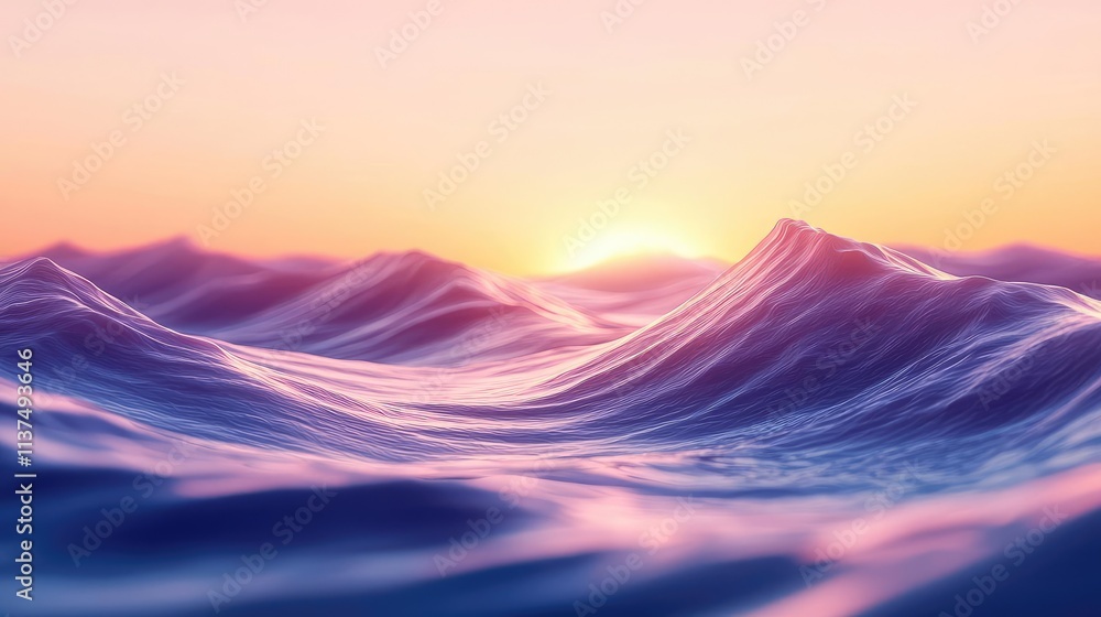 Poster wave abstract background concept. serene waves illuminated by a vibrant sunrise over the calm ocean 