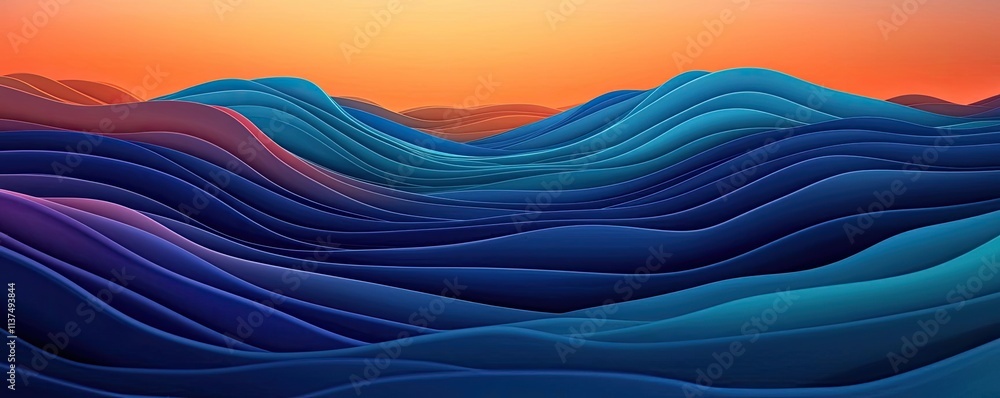 Poster wave abstract background concept. vibrant abstract waves of color blending seamlessly in a serene la