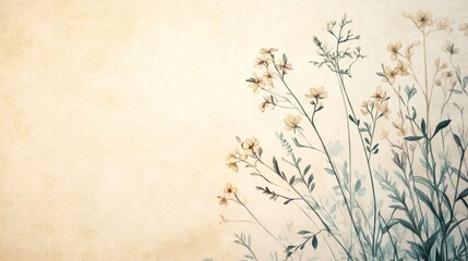 A delicate illustration of wildflower against a soft, textured background.