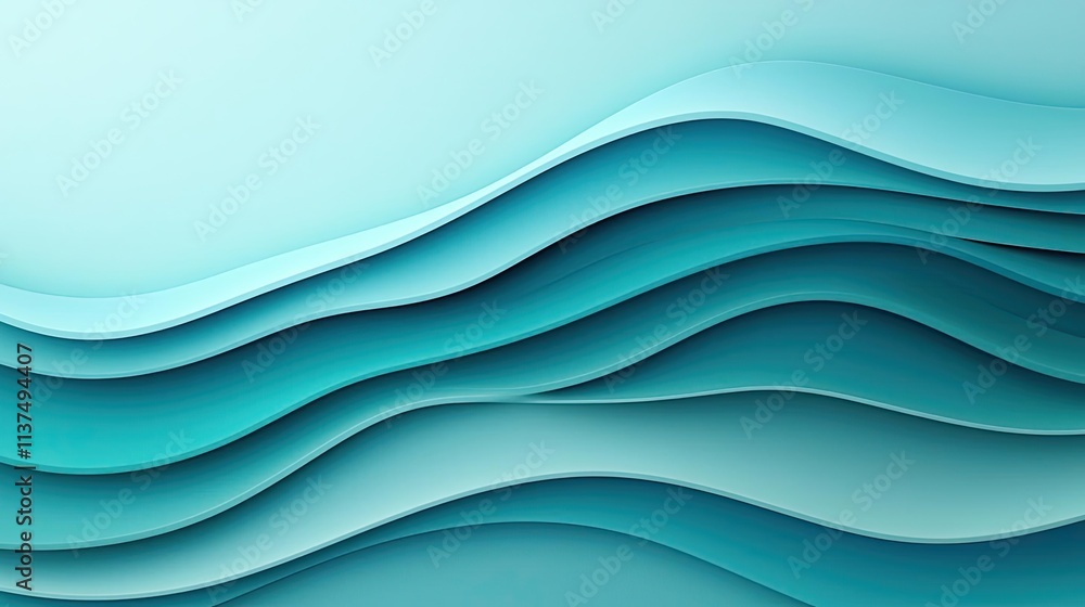 Aufkleber Wave abstract background concept. A soft wave pattern in cool tones, creating a serene and calming visual effect.