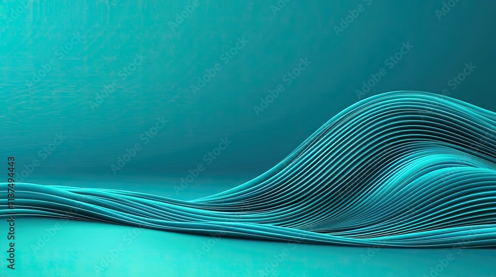 Poster Wave abstract background concept. Abstract turquoise waves create a smooth, flowing background design for creative projects.