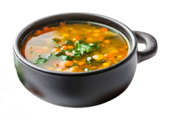 boiled lentil soup isolated on transparent background 