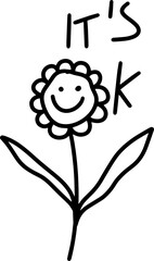 flower smile and text cute drawn style for templates.