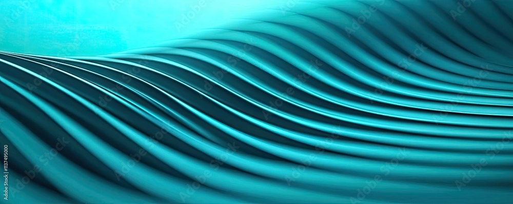 Poster Wave abstract background concept. Abstract waves create a smooth, flowing pattern in vibrant turquoise hues.