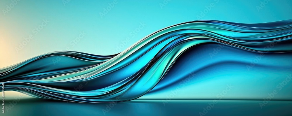 Poster Wave abstract background concept. Abstract wave design with fluid lines and vibrant blue tones, representing movement.