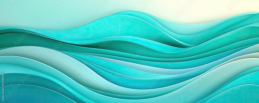 Poster Wave abstract background concept. Abstract turquoise waves flowing seamlessly across a gradient background.