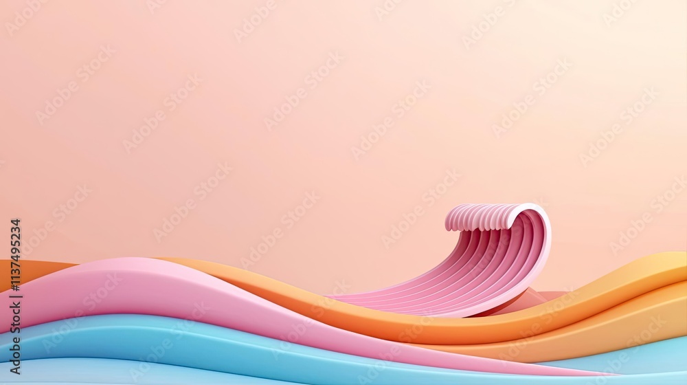 Poster Wave abstract background concept. A vibrant abstract wave design in pastel colors creating a soothing visual effect.