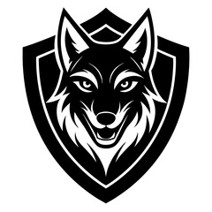 Wolf head shield mascot logo vector silhouette