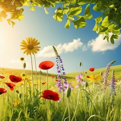 field of poppies and sky