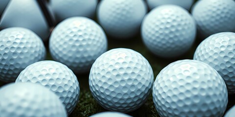 A group of white golf balls with a smooth surface, captured close-up in sharp HD detail
