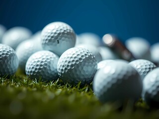 A group of white golf balls with a smooth surface, captured close-up in sharp HD detail