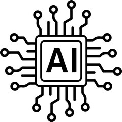 Processing of AI Chips icon for templates.