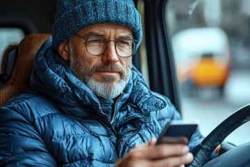 Distracted Truck Driver Using Smartphone in Dangerous Situation