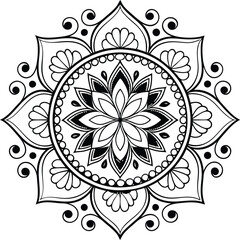 Black and white mandala vector for coloring,mandala in bianco e nero vettoriale da colorare