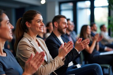 Professional Business People Applauding in Conference Room, Perfect for Corporate Training, Team Building, and Motivational Campaigns