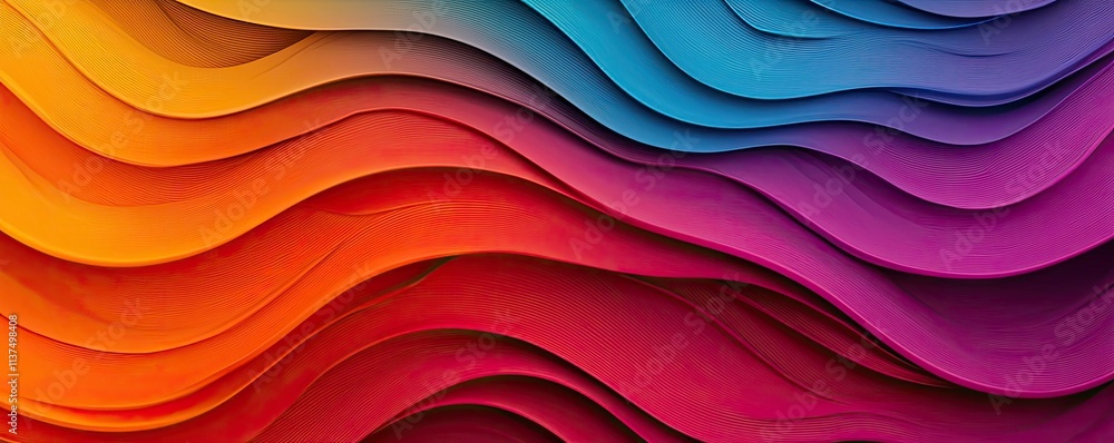 Poster Wave abstract background concept. Colorful abstract waves in vibrant hues create a dynamic visual experience.