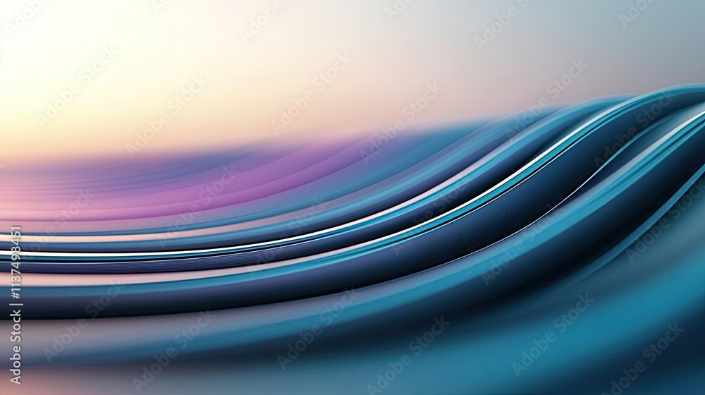 Poster wave abstract background concept. abstract waves of blue and purple create a serene, fluid landscape