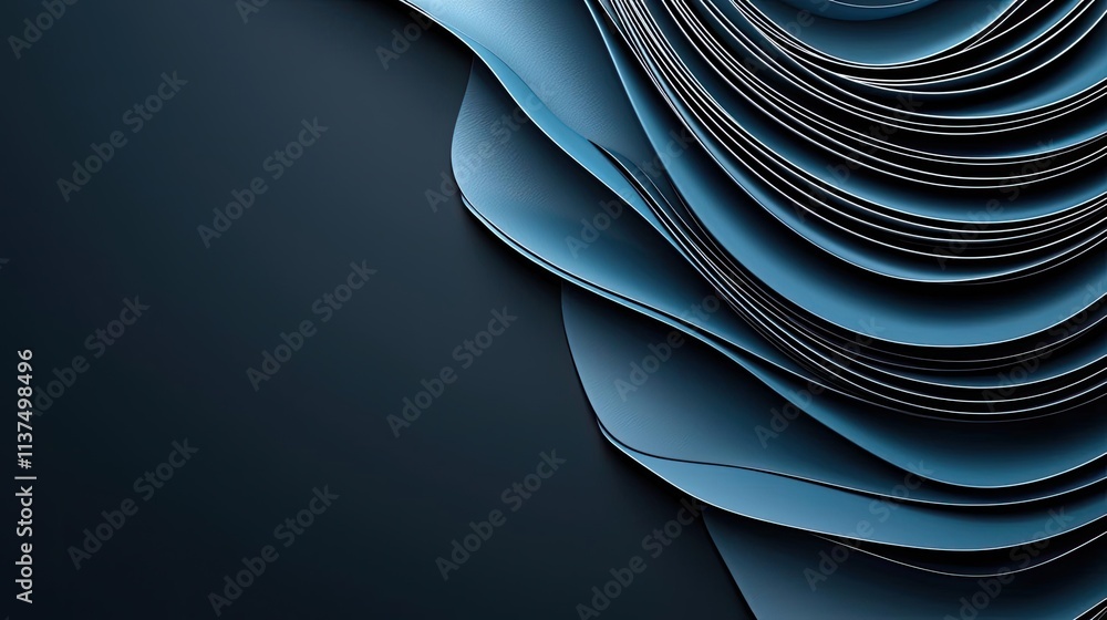 Poster wave abstract background concept. abstract blue layered paper design with smooth curves and a dark b