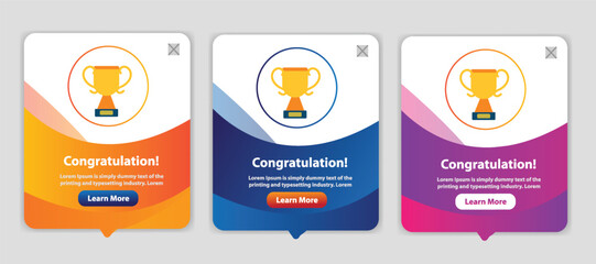 congratulations pop up banner with flat design on white vector illustration design background