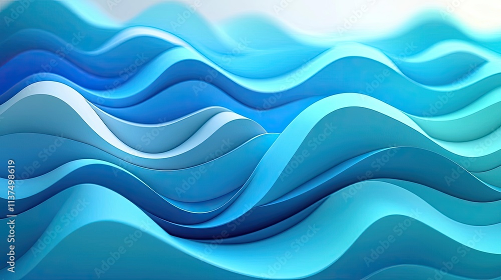 Poster Wave abstract background concept. Abstract wavy blue patterns create a calming, fluid visual experience.