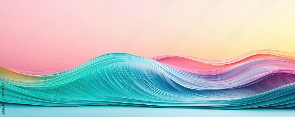 Aufkleber Wave abstract background concept. Abstract waves in pastel colors create a serene and calming visual experience.