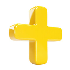 Fototapeta premium 3D Yellow Plus Sign Isolated on White Background Transparent PNG Background
