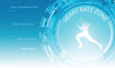 Running man graph info of heart rate electrocardiogram and running zone.Vector illustration