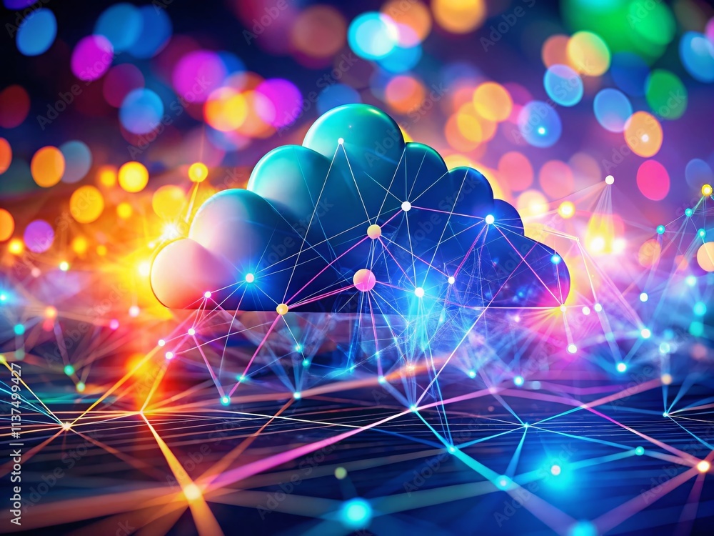 Poster futuristic cloud computing technology: next-gen bokeh images