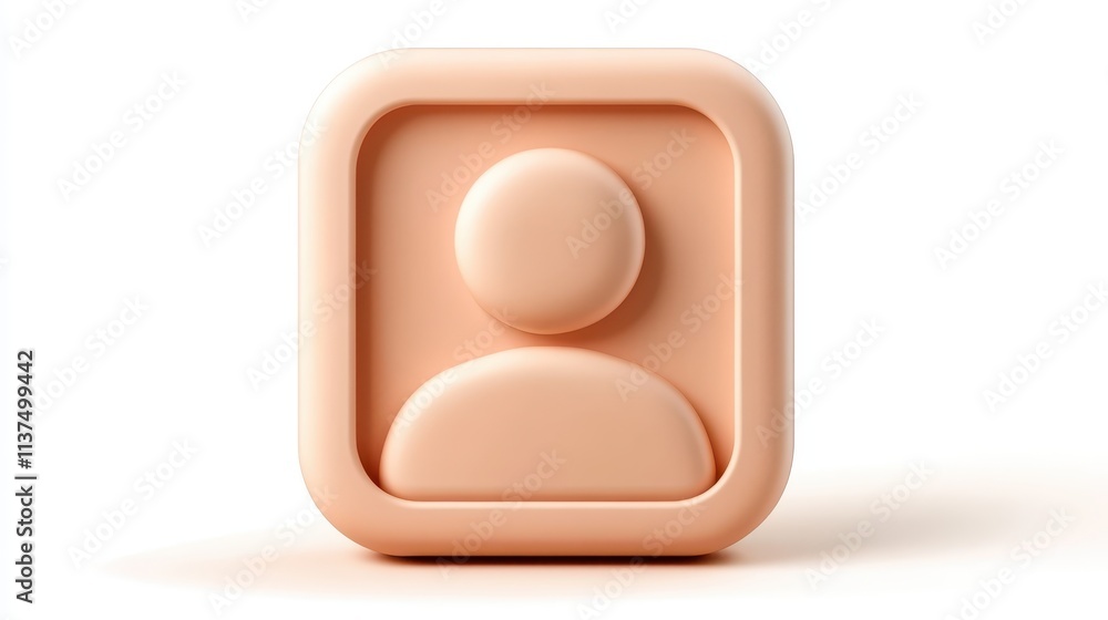 Poster 3d person icon in a square, symbol of individuality, profile and user identity in digital spaces