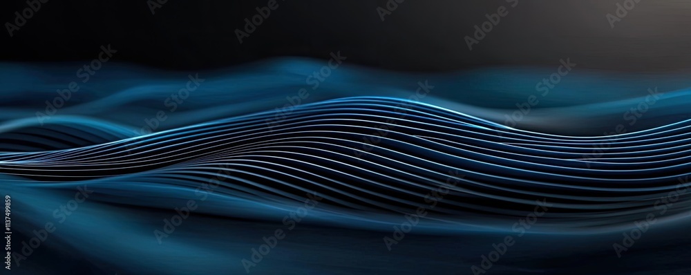 Poster Wave abstract background concept. Abstract blue wave patterns create a tranquil and modern digital design.