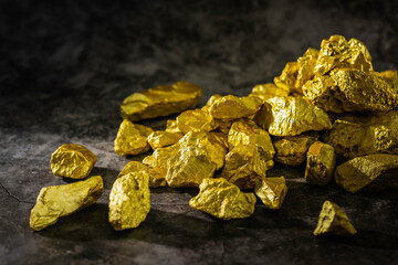 Natural gold nugget with dark background