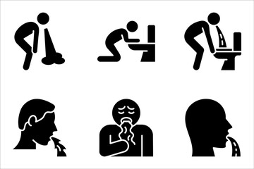 Vomit icon set. Symptoms Virus Infection. vector illustration on white background