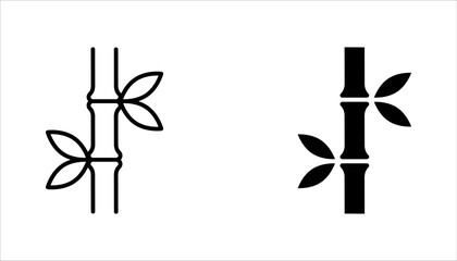 bamboo icon set. Line Art Style Design vector illustration on white background
