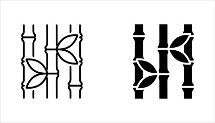 bamboo icon set. Line Art Style Design vector illustration on white background