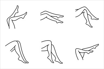 Woman legs icon set, female body symbol, vector illustration on white background