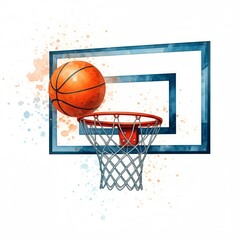 Naklejka premium Basketball Hoop Watercolor Style 