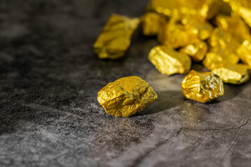 Natural gold nugget with dark background
