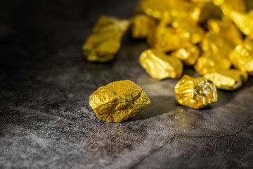 Natural gold nugget with dark background