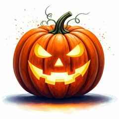 Jack-o'-Lantern Glow: A vibrant, hand-painted pumpkin with a menacing grin, lit from within, casts an eerie glow. Perfect for Halloween, fall decorations, and spooky themes. 