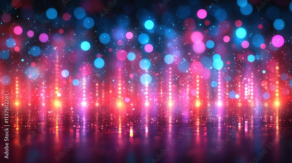 Poster vibrant abstract lights creating a dazzling display of colors and shapes.