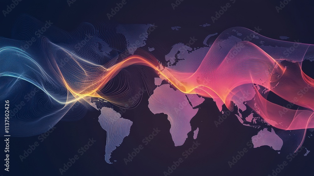 Leinwandbilder glowing map design with fading background global context digital art abstract style visual perspecti
