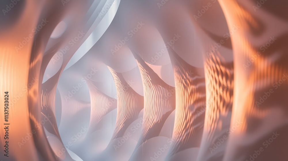 Fototapete Dynamic abstract sound waves patterns digital art visual representation enigmatic environment close-up view modern concept
