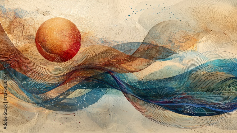 Poster cultural patterns in abstract sound waves digital art vibrant environment creative viewpoint symboli
