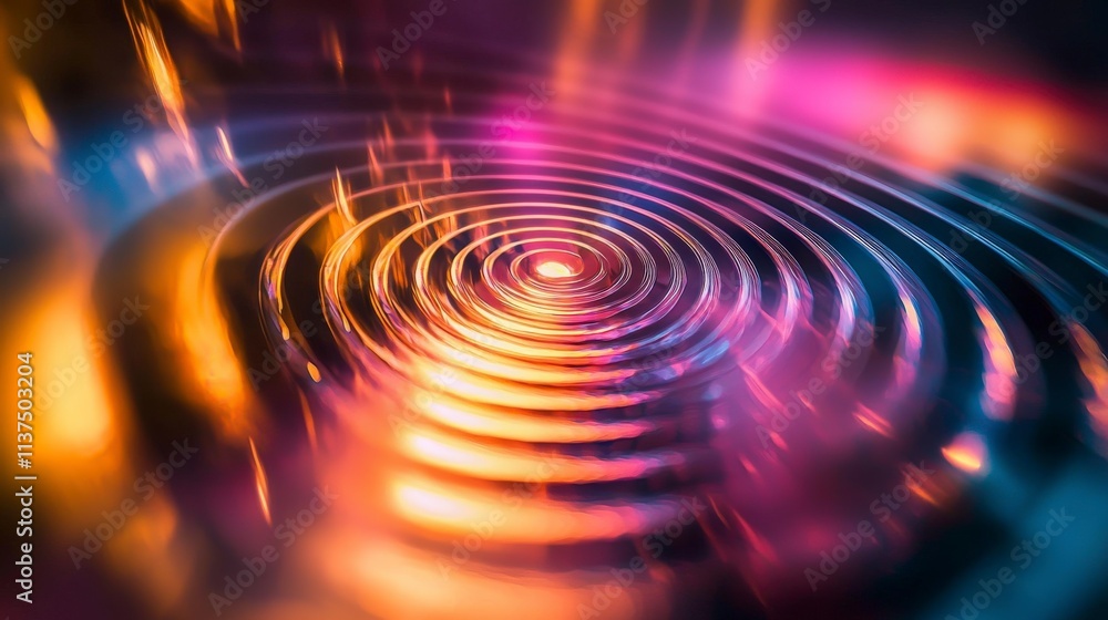 Poster Dynamic ripple patterns abstract art colorful waves digital canvas close-up resonant dialogue in visuals