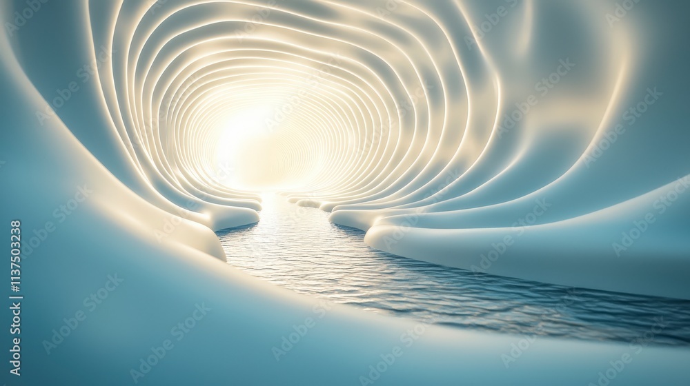 Aufkleber resonance visualization journey abstract tunnel digital art ethereal light artistic perspective conc